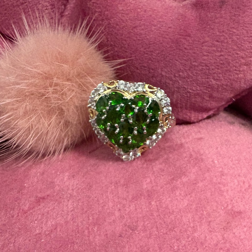💚Russian Chrome Diopside Heart Ring💚